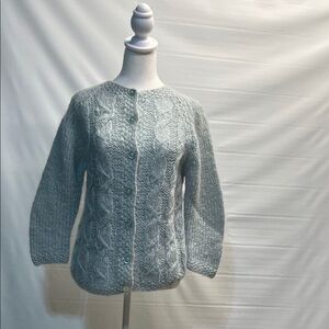 Hand Knit Italian Mohair Blend Cardigan Sweater